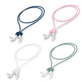 Ansumg Magnetic Anti-Lost Straps for AirPods pro,Colorful Soft Silicone Sports Lanyard, Neck Rope Cord (Green Pink White Blue)