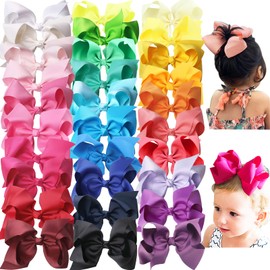 30PCS Big 6 Inch Hair Bows for Girls Grosgrain Ribbon Toddler Hair Accessories with Alligator Clips for Toddlers Infants Girls Kids Teens