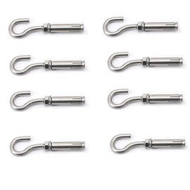 8X NUZAMAS M10 Expansion Screw Bolts Hook 304 Stainless Steel Anchor Bolts with Open Hook Sleeve Screw for Wall Masonry Concrete Expansion Heavy Duty Bolts