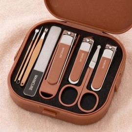 Kenvar non-sticky large toenail clipper set of 8 types, 1 set, brown / 켄바르 튀지않는 대형 발톱 손톱깎이세트 8종, 1세트, 브라운