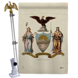 Coat of arms New York House Flag - Eagle Set Americana States USA American Territories Republic Country Particular Area - Decoration Banner Small Garden Yard Gift Double-Sided Made in 28 X 40