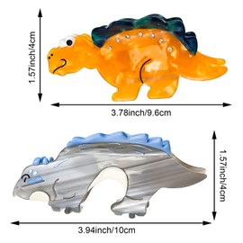 2 PACK Cute Dinosaur Hair Clip, Acrylic Hair Clip, Acetate hair clips, Y2k Accessories Cute Small Hair Clips for Thick Hair for Women Girls