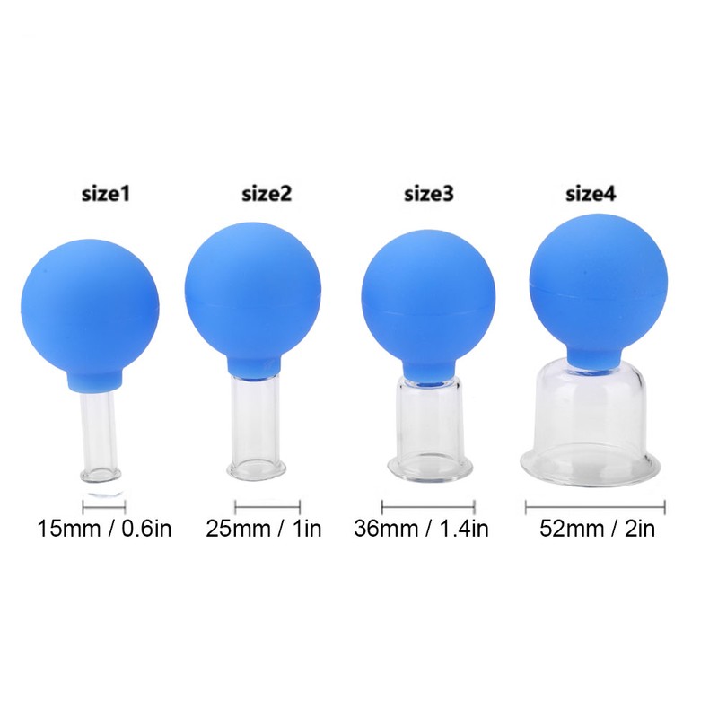 4pcs / box Vacuum Cupping Cups Set Silicone Glass Body
