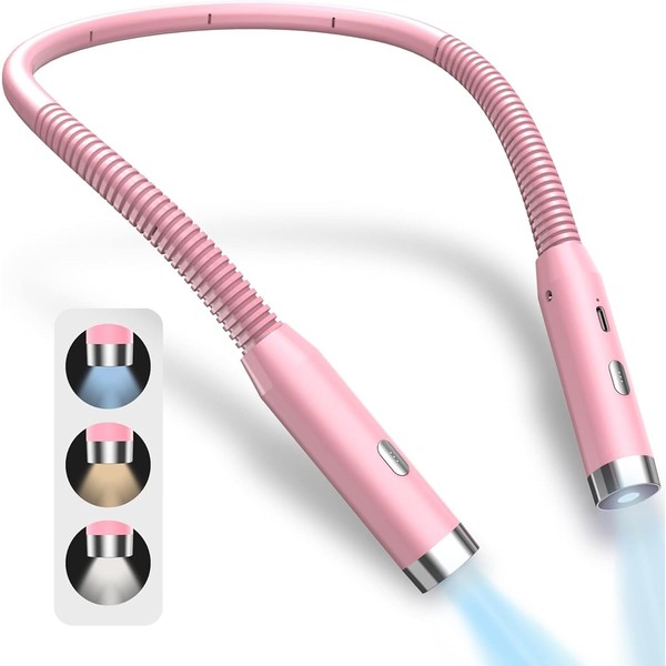 LED Neck Reading Light,Lampara de Lectura Libro,3 Colores,3 Niveles De