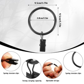Curtain Hooks for Drapes Black Curtain Rings With Clips Curtain Clips With Rings Curtain Rod Hooks Drapery Hooks Metal Curtain Rings With Hooks Curtain Rod Rings Curtain Clips for Drapes Hanging Clips