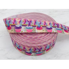 Unbranded Mermaid Tail Cupcakes Stars Grosgrain Ribbon 1.5” Printed USA SELLER 2 Yards
