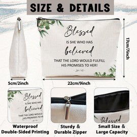 Christian Makeup Bag, Bible Verse Cosmetic Bag, Cute Canvas Makeup Pouch, Christian Birthday Friendship Gifts for Women Teen Girls Friends, Small Zipper Organizer Pouches for Purse Cosmetics-A52