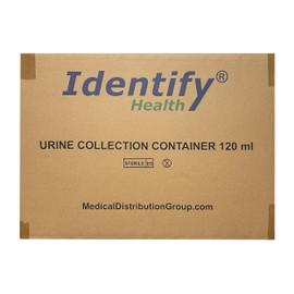 Identify Health Vacuum Urine Specimen Cups with Lids | 250 Pack | 120 ML Individually Wrapped Urine Collection, Sterile, Graduation Scale