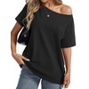 EasyGala Womens Cotton Oversized Tshirts Boat Neck Off Shoulder Short