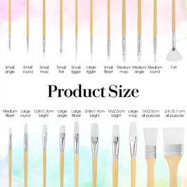 24-Piece Various Shape Paint Brush Set, Professional Acrylic Paint Brushes for Acrylic, Oil, and Watercolor, Versatile Nylon Brush Set for Artists