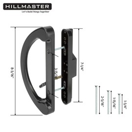 HILLMASTER Patio Sliding Glass Door Handle Replacement Set,Mortise Style Reversible Design Non-keyed Sliding Patio Door Handles, Black Diecast Finish Fit 3-15/16” Screws Hole Spacing