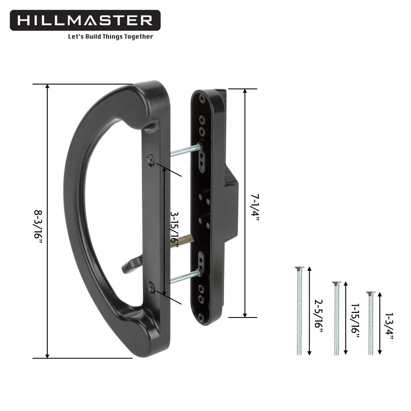 HILLMASTER Patio Sliding Glass Door Handle Replacement Set,Mortise Style Reversible