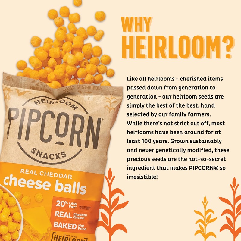 Heirloom Cheddar Cheese Balls by Pipcorn, 4.5 Oz