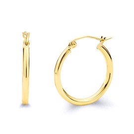 14k REAL Yellow Gold 2mm Thickness Hinged Hoop Earrings (17 x 17 mm)