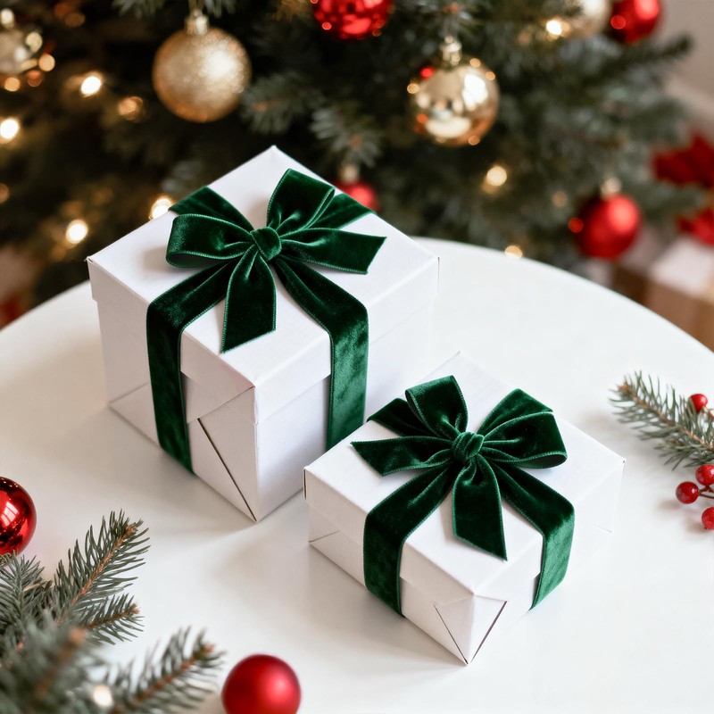 KINGLAKE 25mm Dark Green Velvet Ribbon for Gift Wrapping, 25