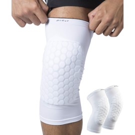 HiRui - Rodilleras para niños, jóvenes y adultos, soporte para la rodilla de baloncesto, béisbol, rodillera, rodillera de compresión para evitar colisiones, para voleibol, fútbol, ciclismo, correr, 1 par (blanco, XL)