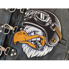 Finally Home Large Biker Eagle with Cigar Back Patch for Iron-On Leather Vests Motorcycle Cowl Patches, America USA Iron-On Patches, Vest Back Patch, Motorcycle Patch for Men