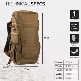 Eberlestock Bandit Pack - Rugged EDC Backpack Built For The Office Or The Outdoors (Coyote)