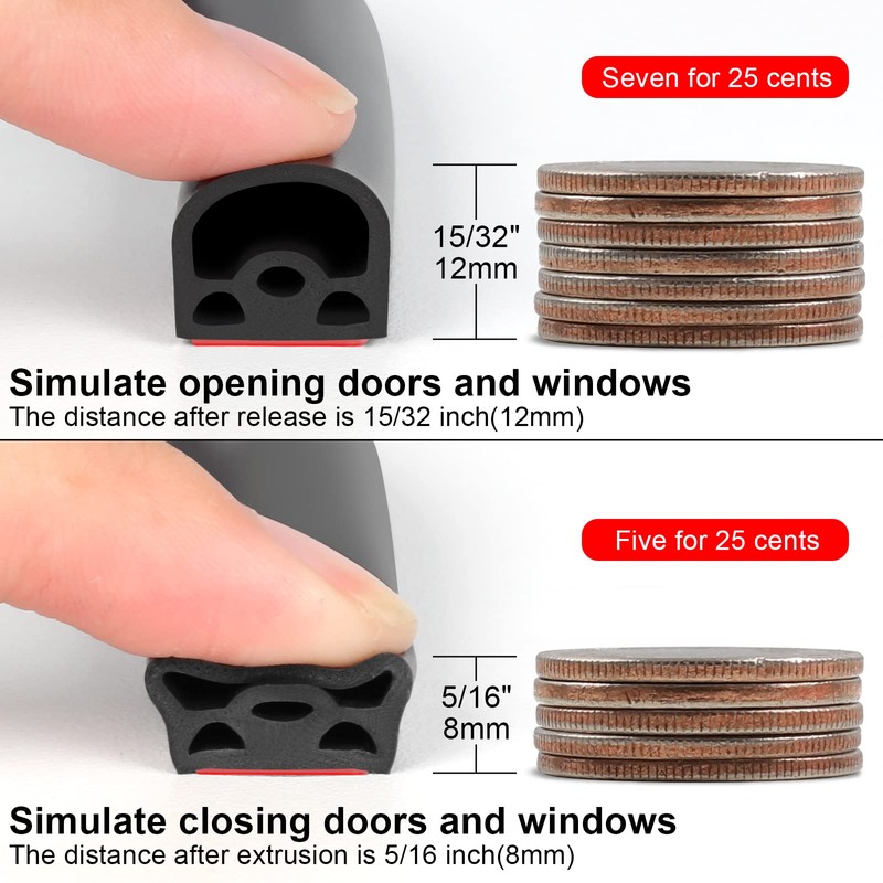 [New Upgrade] 19.7Ft Silicone Door Weather Stripping Door Seal Strip