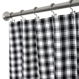 Cackleberry Home Black and White French Check Shower Curtain Woven Cotton 72 Inches W x 72 Inches L