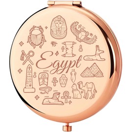 KEYCHIN Egyp Travel Pocket Mirror Ancient Egypt Inspired Gift Egyp Trip Compact Makeup Mirror Egyptian Egypt Lover Gifts (Egyp-RG)
