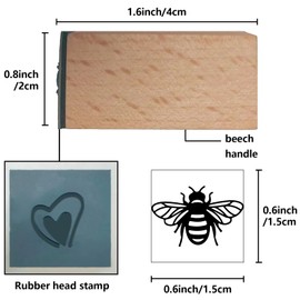 CRASPIRE Bee Wooden Rubber Stamp 3/5 Inch Bumblebee Pattern Mini Small Wood Stamps Reusable Vintage Print for DIY Craft Card Scrapbooking Journaling Albums Card Making Planner Envelope Photo