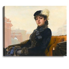 A&T ARTWORK Kramskoy Portrait of a Woman by Ivan Kramskoi The World Classic Art Reproductions, Giclee Canvas Prints Wall Art for Home Decor, 20x16 inches