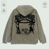 100% Cotton Washed "Vertabrae Edgy Graphic Collage" Hoodie, Multi -