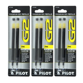 Pilot G2, Dr. Grip Gel/Ltd, ExecuGel G6, Q7 Rollerball Gel Ink Pen Refills Blue 7 mm 12 Pack
