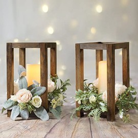 Wedding Lantern Centerpiece, Set of 2 Rustic Wedding Table Decoration, Farmhouse Decor, Wooden Candle Holder, Country Barn Wedding Gift