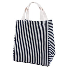 Daixers Lunch Bag Insulated Lunch Box for Women Men,Reusable Adult Lunch Tote Bags for Work or Travel (Striped Blue)