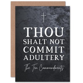 Artery8 Ten Commandments Thou Shalt Not Commit Adultery Christian Bible Verse Quote Scripture Typography Sealed Greeting Card Plus Envelope Blank Inside