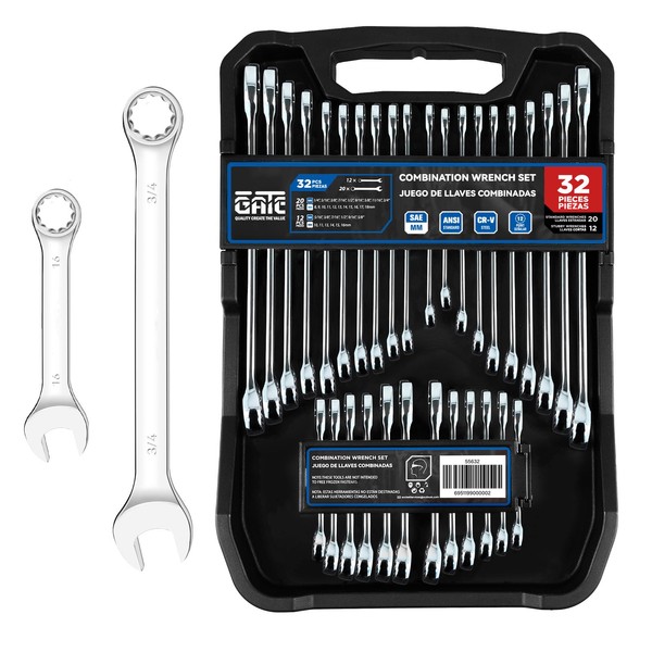pgroup 32 Piece SAE & Metric Combination Wrench Set, 20PCS