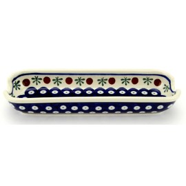 Polish Pottery Corn on the cob Dish Handmade by Zaklady Ceramiczne Boleslawiec Poland, Ceramic Corn on the cob holder L 8.5", W 2.75", H 1.4"