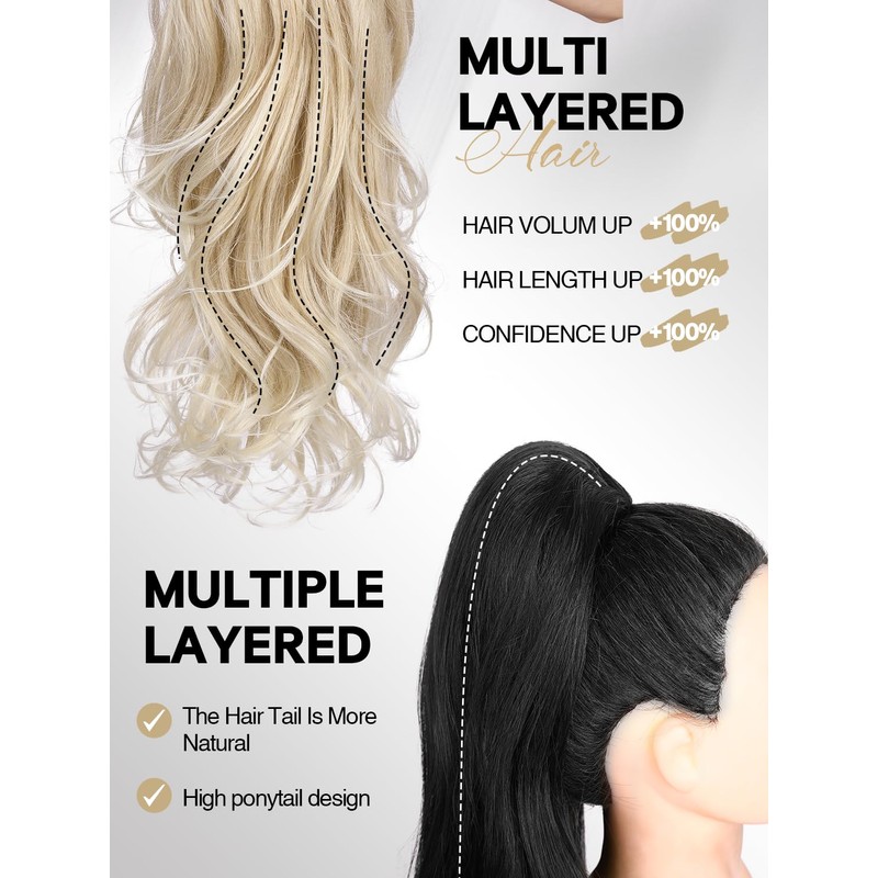 WIGER Ombre Blonde Ponytail Extension 26 Inch Drawstring Ponytail Extension