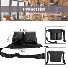 ZACUDA Hairdresser Tool Bag, PU Leather Barber Tool Bag, Black Hairdresser Belt Bag, Hairdresser Waist Bag for Storing Hairdressing Scissors, Clips, Hair Combs