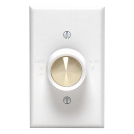 Leviton Full Range Variable Fan Speed Control, 120 Vac, 60 Hz, 5 A, Switch, 612-6616-W, White