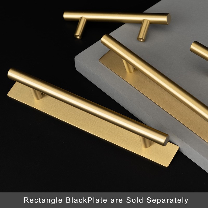QOGRISUN 5-Pack Solid Brass Cabinet Pulls Back Plates, Rectangle Cabinet