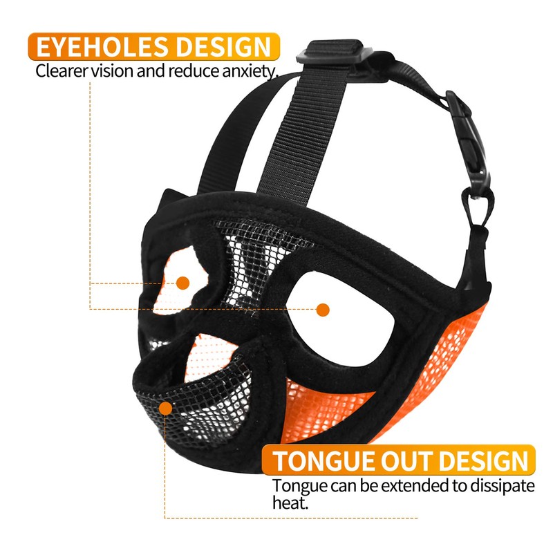 Short Snout Dog Muzzle - Adjustable Breathable Mesh Bulldog Muzzle,