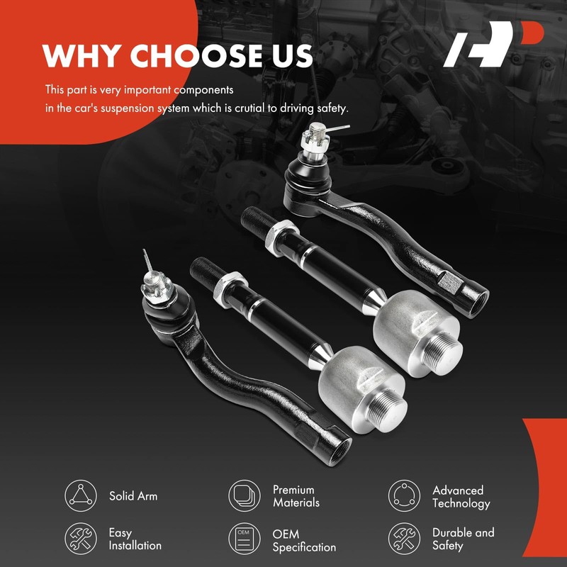 A-Premium Set of 4, Front Inner and Outer Tie Rod