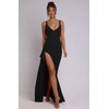 Memoriesea Women's Sexy Plunge Neckline Bodycon Ruched High Slit Party