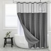 Luxury Textured Fabric Shower Curtainwith Snap-in Liner Dark Grey,72x84