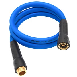 YOTOO Manguera de jardín corta híbrida resistente, manguera de agua de plomo de 5/8 pulgadas por 6 pies 150 PSI, resistente a torceduras, flexible para todo tipo de clima, con mango giratorio y