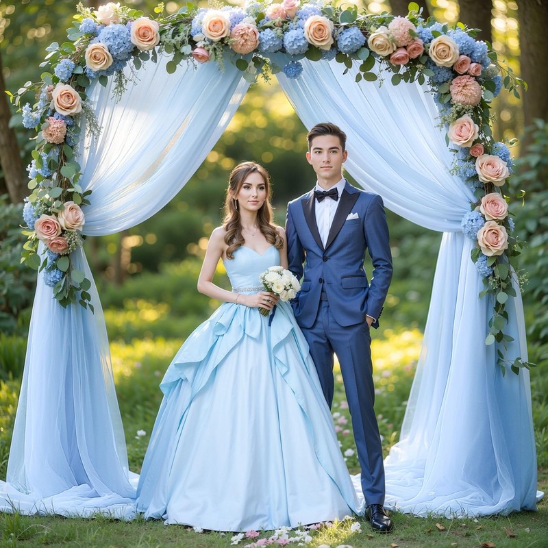 PARTISKY Wedding Arch Draping Fabric, 1 Panel 18FT Baby Blue