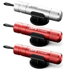 JUFO 3 packs Car Escape Tool with Seat Belt Cutter Quick Emergency Window Breaker Escape Safety Hammer (2Red+Silver)