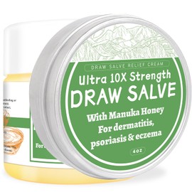 VIBRANTLY Tea Tree Oil Ointment, Draw Salve Cream, Natural Manuka Honey Treatment for Eczema, Rosacea, Psoriasis, Folliculitis, Dry Scalp, Dandruff, Anti-Itch for Soothing Dry, Itchy, Rash Skin