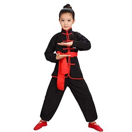 STIOEDYUAN Kids Kung Fu Suits Tai Chi Uniform Chinese Martial Art Wing Chun Clothing Sets (Black, 7-8 Years)