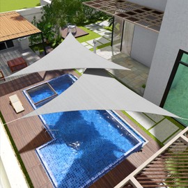 Goleray Sun Shade Sail Triangle 20'x20'x20' Shade Canopy UV Resistant Outdoor Patio Cover for Pergola Backyard Deck Garden Porch Shades, Grey