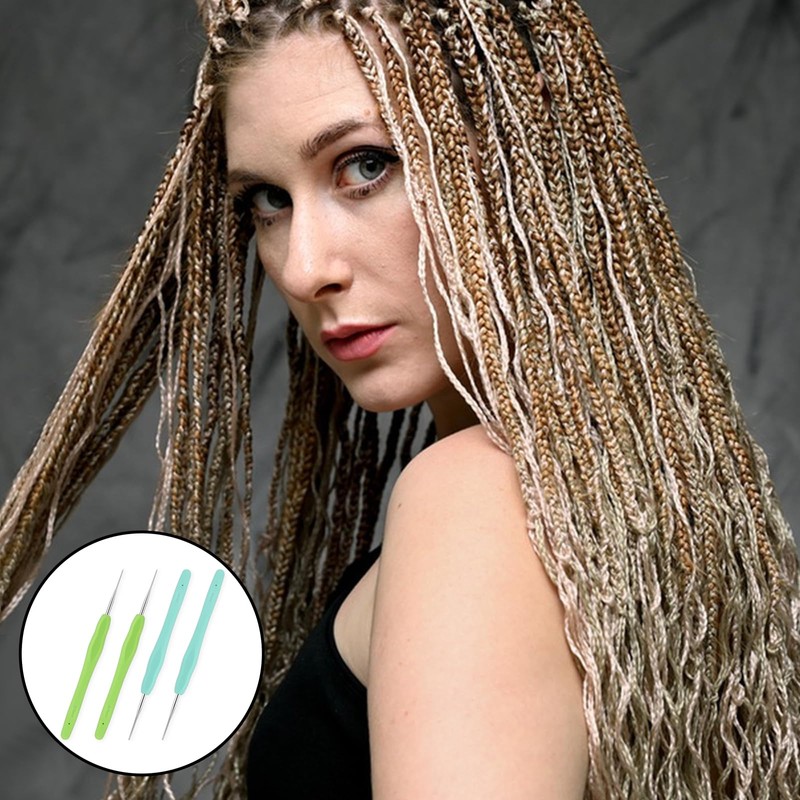 KALIONE 4 Packs Dreadlock Tools Crochet Hooks for Hair 0.5mm