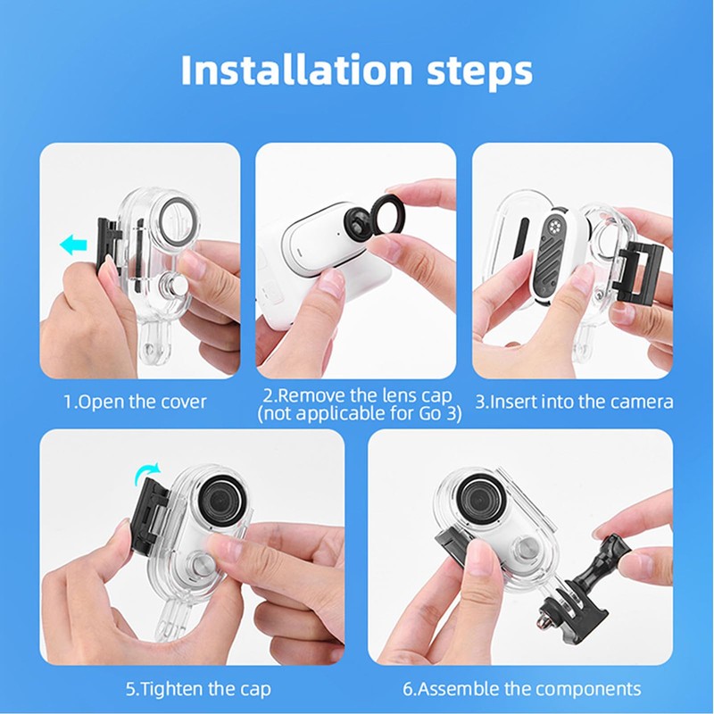 Waterproof Housing Case Compatible for Insta360 Go 3 Go 3s,